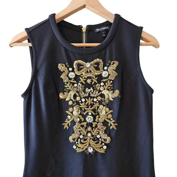 Juicy Couture Black Beaded Sequence Bodycon Casual Mini Sleeveless Dress Size 2. - Picture 7 of 15